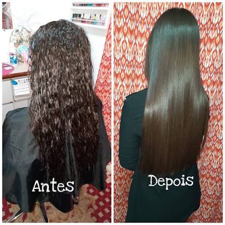Antes e depois com a escova alisadora